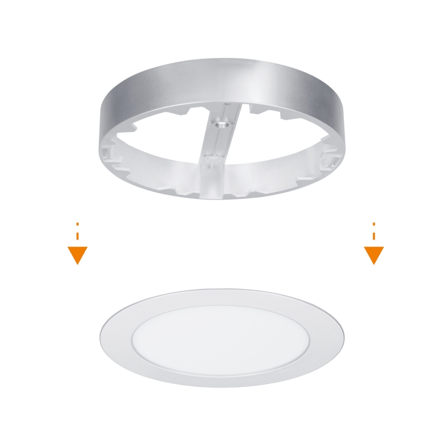 LED virsmas/iebūvējamais panelis 2in1 LED/12W/230V 3000/4000/6000K Ø17 cm IP54 sudraba