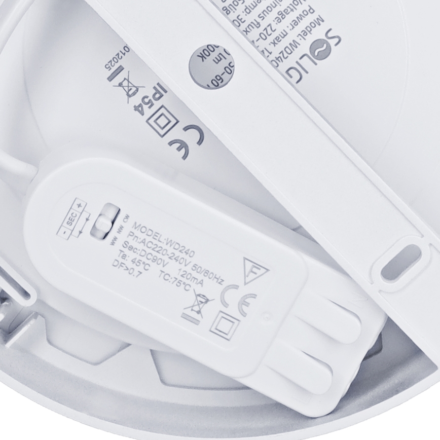 LED virsmas/iebūvējamais panelis 2in1 LED/12W/230V 3000/4000/6000K Ø17 cm IP54 sudraba