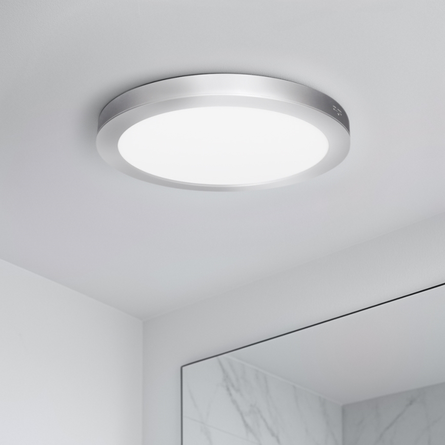 LED virsmas/iebūvējamais panelis 2 vienā 18W/230V 3000/4000/6000K Ø 22,5 cm IP54 sudraba