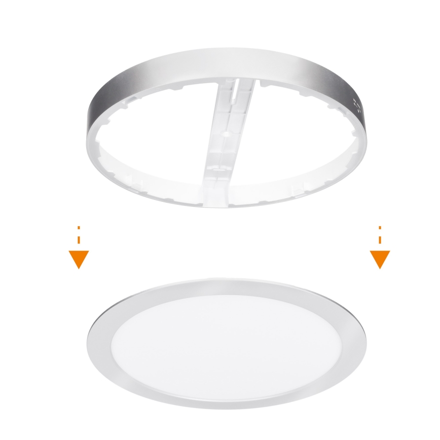 LED virsmas/iebūvējamais panelis 2 vienā 18W/230V 3000/4000/6000K Ø 22,5 cm IP54 sudraba