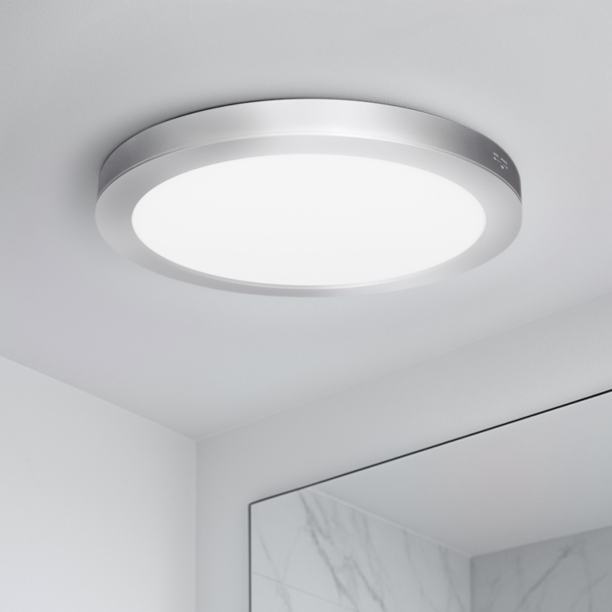 LED virsmas/iebūvējamais griestu panelis 2in1 24W/230V 3000/4000/6000K Ø 30 cm IP54 sudraba