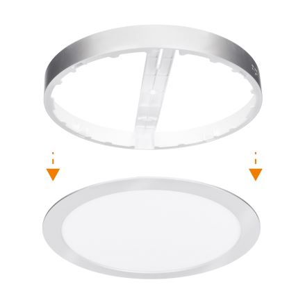 LED virsmas/iebūvējamais griestu panelis 2in1 24W/230V 3000/4000/6000K Ø 30 cm IP54 sudraba