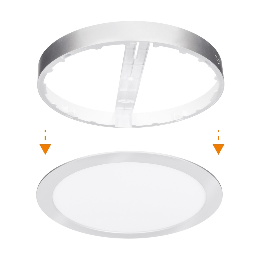 LED virsmas/iebūvējamais griestu panelis 2in1 24W/230V 3000/4000/6000K Ø 30 cm IP54 sudraba