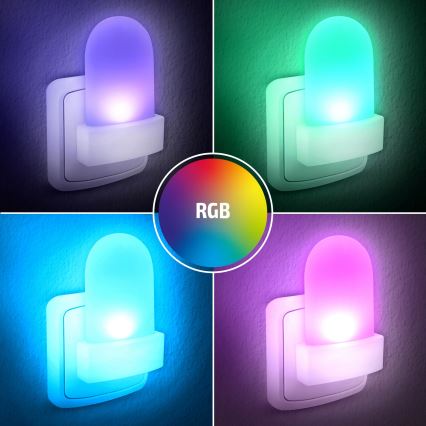 LED RGB Orientēšanās kontaktligzdas lampa ar sensoru LED/0,5W/230V