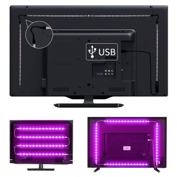 LED RGB Aptumšojama josla televizoram LED/6W/5V Wi-Fi Tuya + tālvadības pults