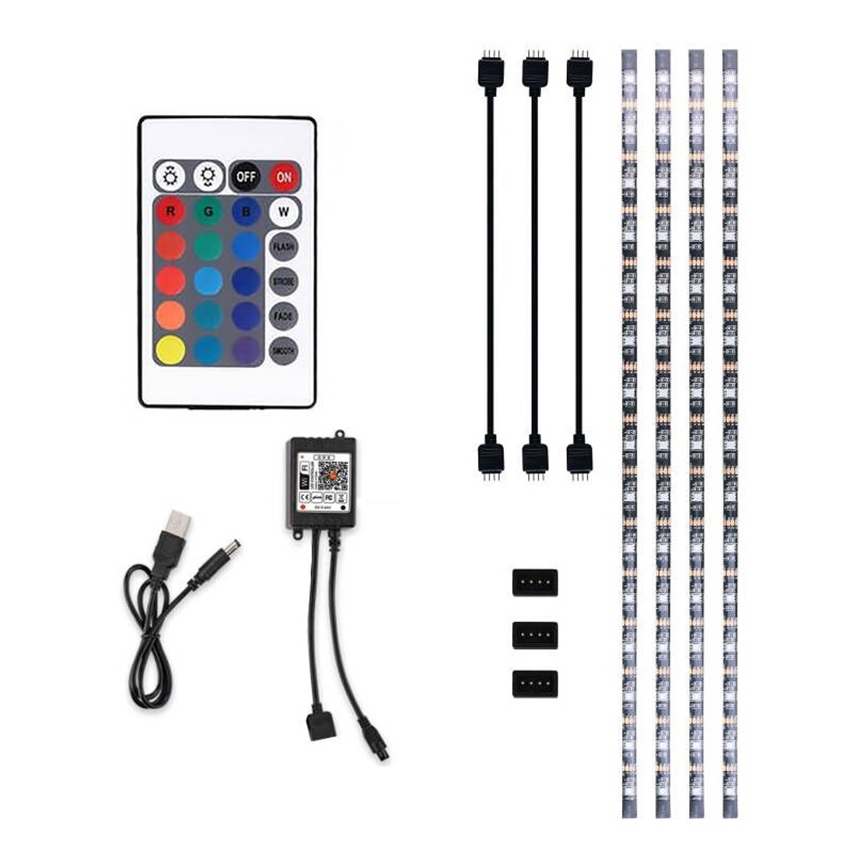 LED RGB Aptumšojama josla televizoram LED/6W/5V Wi-Fi Tuya + tālvadības pults