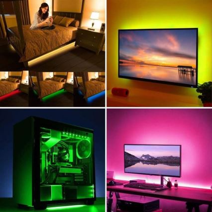 LED RGB regulējama gaismas lente TV LED/6W/5V Wi-Fi Tuya + tālvadība 0,5m