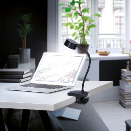 LED Aptumšojama pielāgojama uzlādējams galda lampa ar stiprinājumu LED/2W/1800 mAh 3000/4000/6500K melna