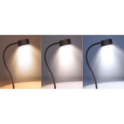LED Aptumšojama pielāgojama uzlādējams galda lampa ar stiprinājumu LED/2W/1800 mAh 3000/4000/6500K melna