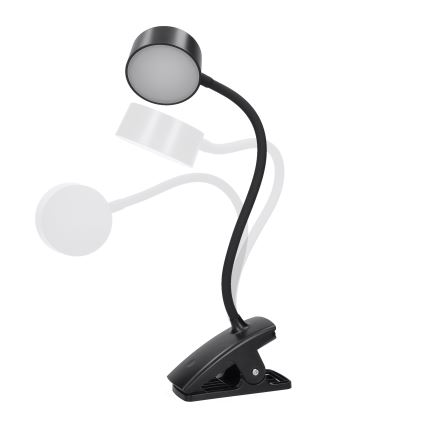 LED Aptumšojama pielāgojama uzlādējams galda lampa ar stiprinājumu LED/2W/1800 mAh 3000/4000/6500K melna
