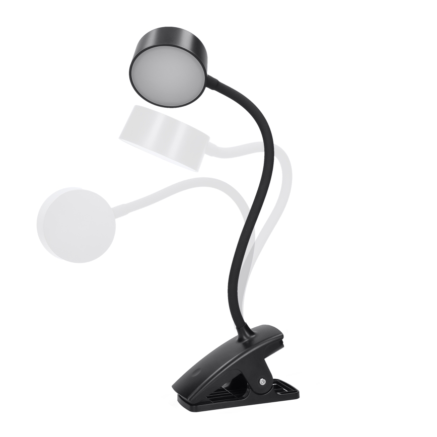 LED Aptumšojama pielāgojama uzlādējams galda lampa ar stiprinājumu LED/2W/1800 mAh 3000/4000/6500K melna