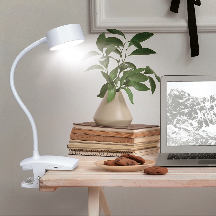LED Aptumšojama pielāgojama uzlādējams galda lampa ar stiprinājumu LED/2W/1800 mAh 3000/4000/6500K balta