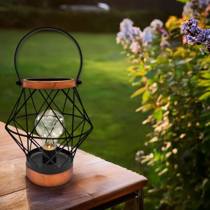 LED Dekoratīva galda lampa LED/3xAA melna/varš