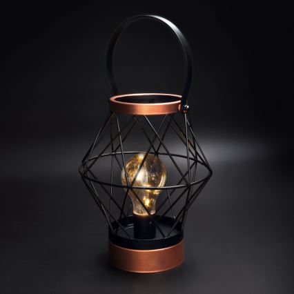 LED Dekoratīva galda lampa LED/3xAA melna/varš