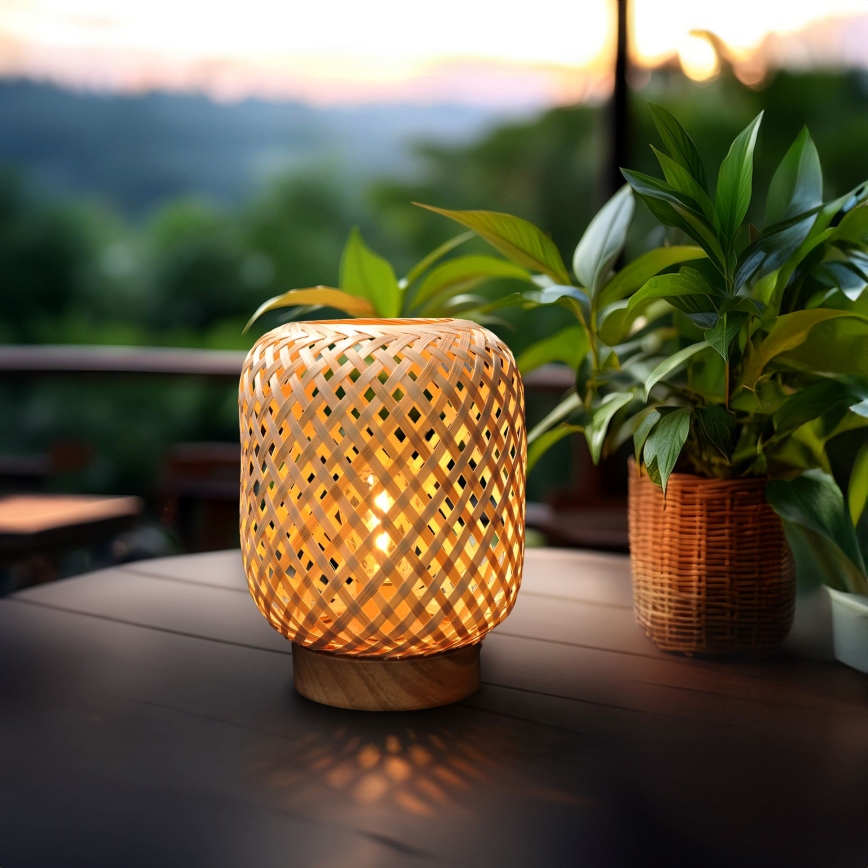 LED Dekoratīva galda lampa BOHO LED/2xAAA rotanga