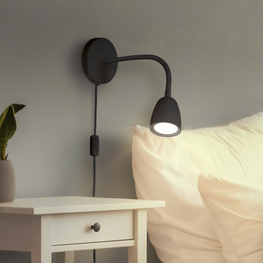 LED Aptumšojama sienas lampiņa LED/4W/230V melna