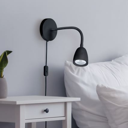 LED Aptumšojama sienas lampiņa LED/4W/230V melna