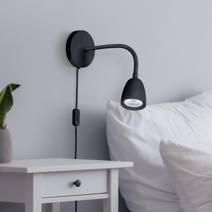 LED Aptumšojama sienas lampiņa LED/4W/230V melna