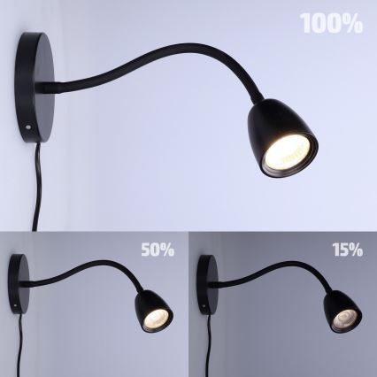 LED Aptumšojama sienas lampiņa LED/4W/230V melna