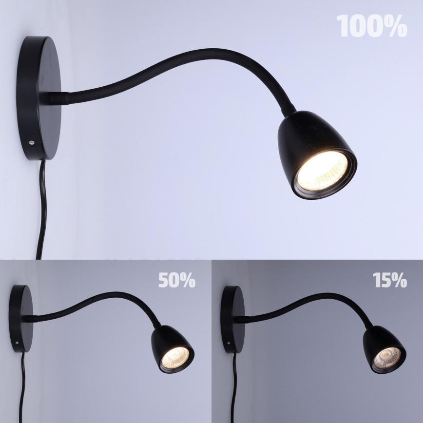 LED Aptumšojama sienas lampiņa LED/4W/230V melna