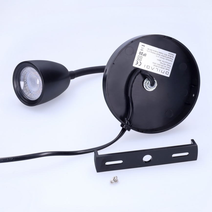 LED Aptumšojama sienas lampiņa LED/4W/230V melna