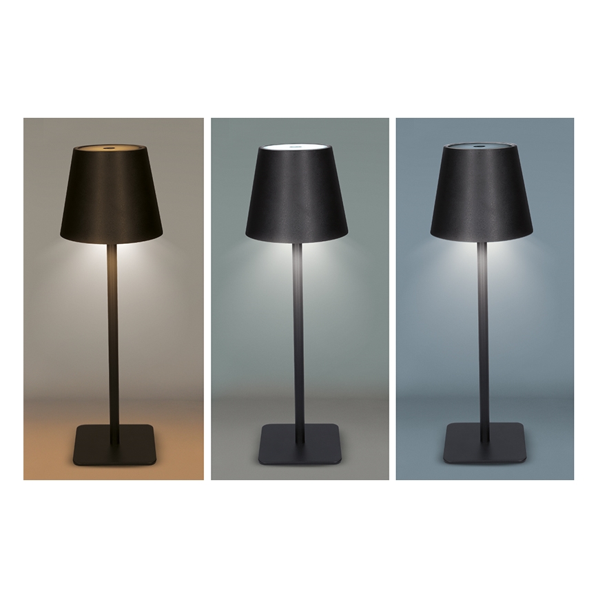 LED regulējamā, uzlādējamā galda lampa ar skārienvadību LUCCA LED/3,7V 3000/4000/6500K 2000 mAh melna