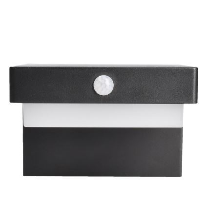 LED Saules enerģijas sienas lampa ar kustības un krēslas sensoru PALERMO LED/5W/2000 mAh IP54 melna