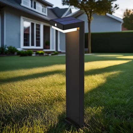 LED Saules enerģijas lampa ar kustību un krēslas sensoru PALERMO LED/5W/2000 mAh IP54 melna