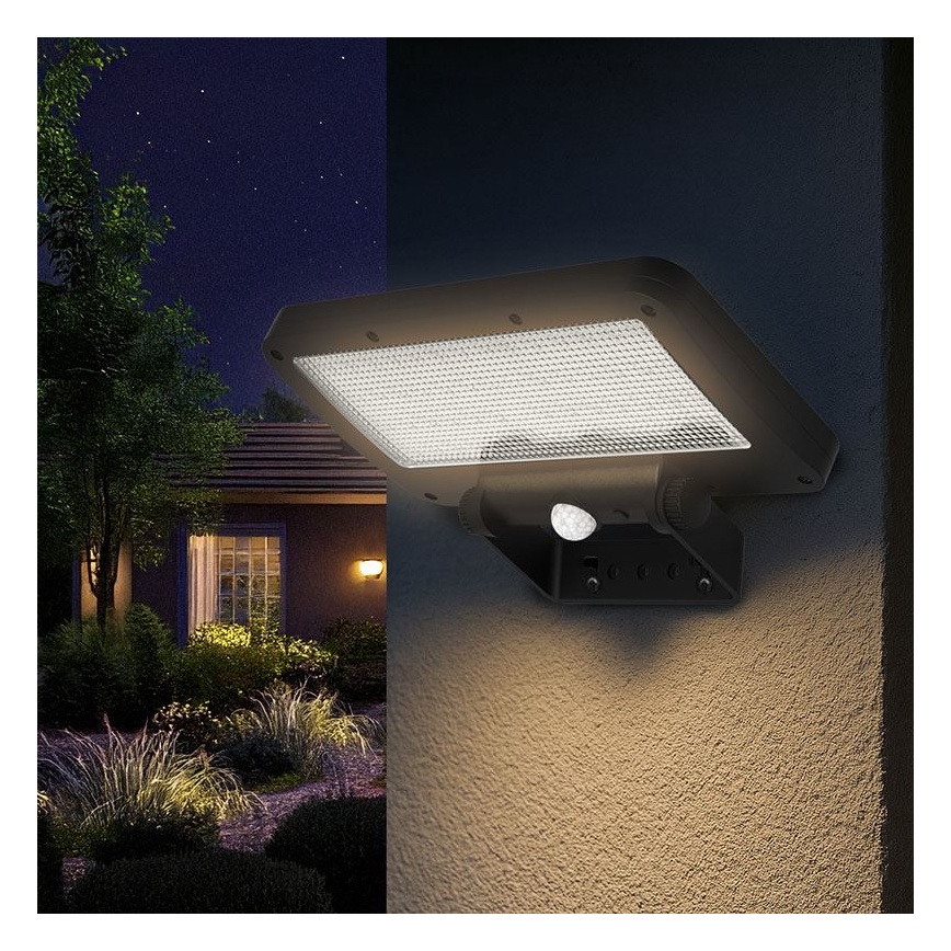 LED saules prožektors ar sensoru, 5 W, 3,7 V, 1500 mAh, IP54