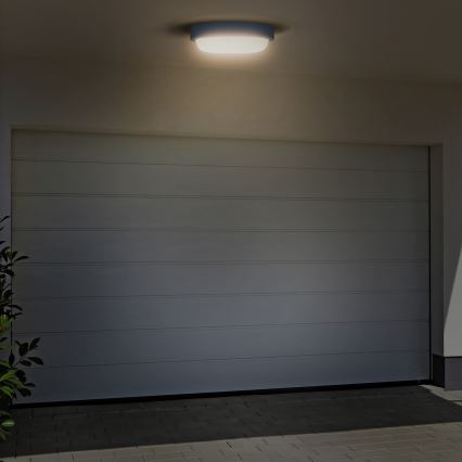 LED Āra sienas lampa LED/13W/230V 4000K IP54 pelēka apaļa