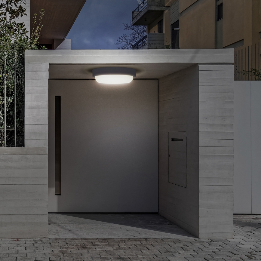 LED Āra sienas lampa LED/13W/230V 4000K IP54 pelēka apaļa