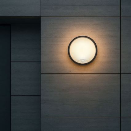 LED āra sienas gaismeklis ar sensoru (2‑1) LED/20W/230V 3000/4000/6500K IP65 Ø 22 cm