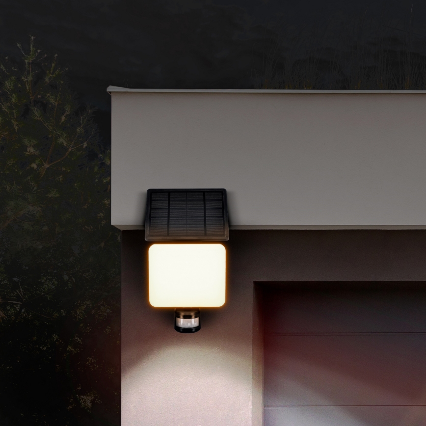 LED Saules enerģijas prožektors ar kustību sensoru LED/11W/3,7V 4400mAh 3000K/4000K/6500K IP54