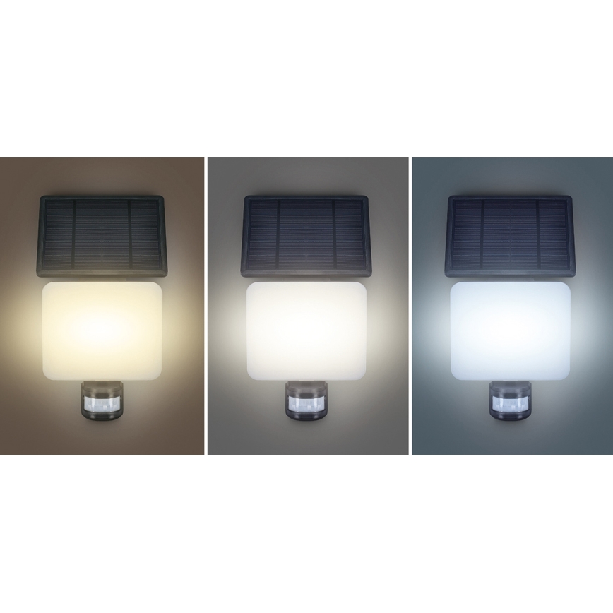 LED Saules enerģijas prožektors ar kustību sensoru LED/11W/3,7V 4400mAh 3000K/4000K/6500K IP54