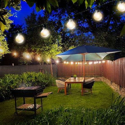 LED āra dekoratīvā virtene GIRLANDA 25xE12 20m IP44 siltā baltā krāsā