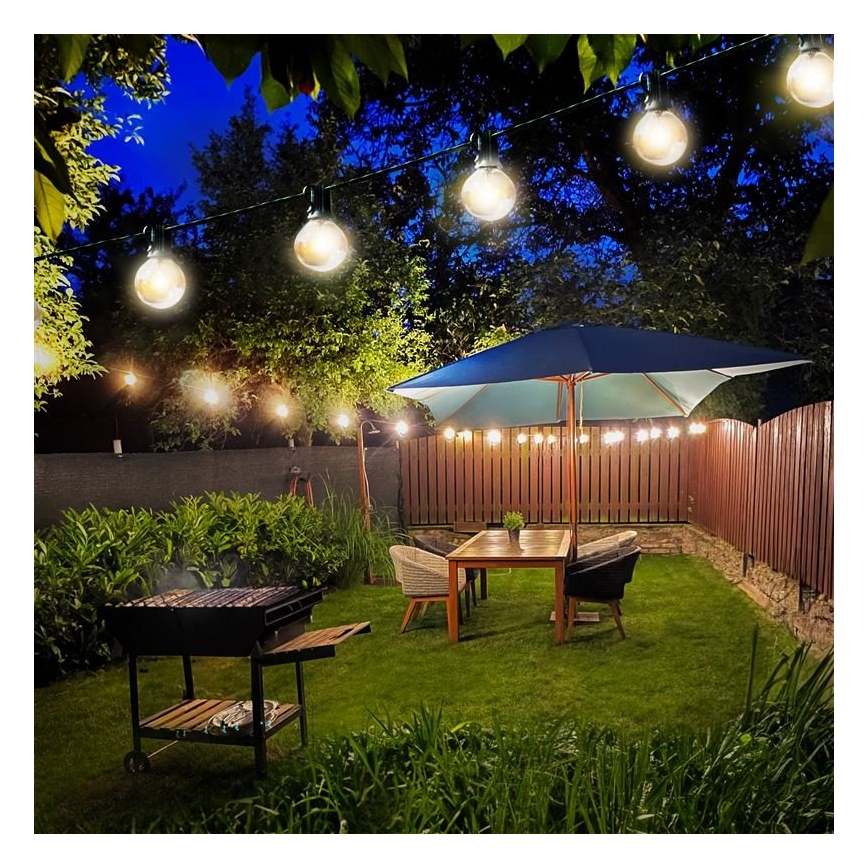 LED āra dekoratīvā virtene GIRLANDA 25xE12 20m IP44 silti balta