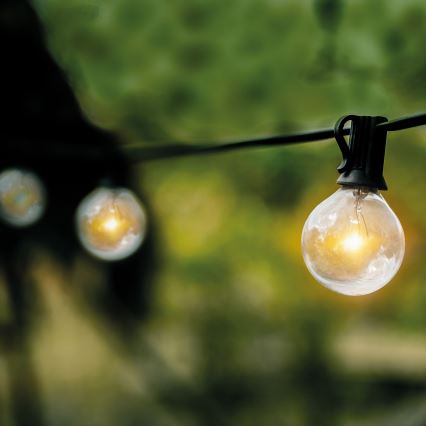 LED āra dekoratīvā virtene GIRLANDA 25xE12 20m IP44 silti balta