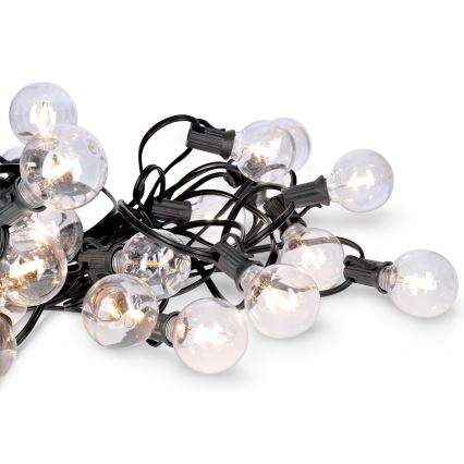 LED āra dekoratīvā virtene GIRLANDA 25xE12 20m IP44 silti balta