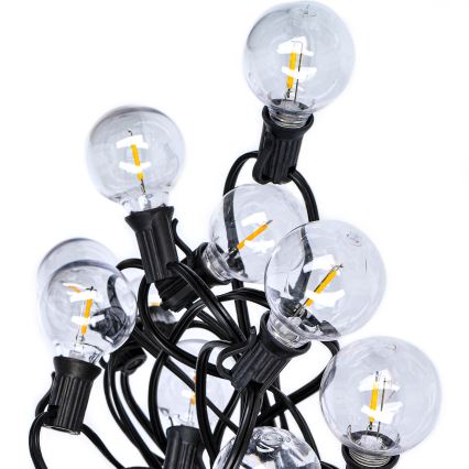 LED āra dekoratīvā virtene GIRLANDA 25xE12 20m IP44 silti balta