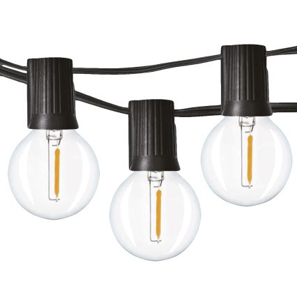LED āra dekoratīvā virtene GIRLANDA 25xE12 20m IP44 silti balta