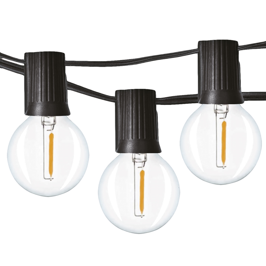 LED āra dekoratīvā virtene GIRLANDA 25xE12 20m IP44 silti balta