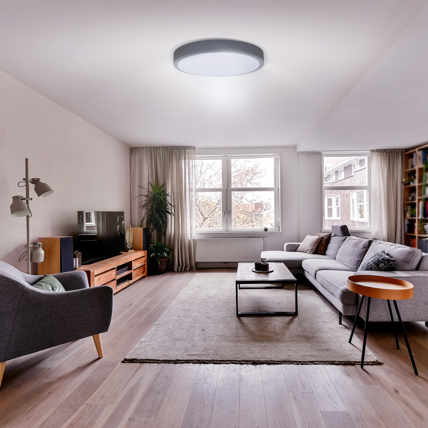 LED Aptumšojama griestu lampa GREY LED/60W/230V 3000-6500K pelēka d. 49 cm + tālvadības pults