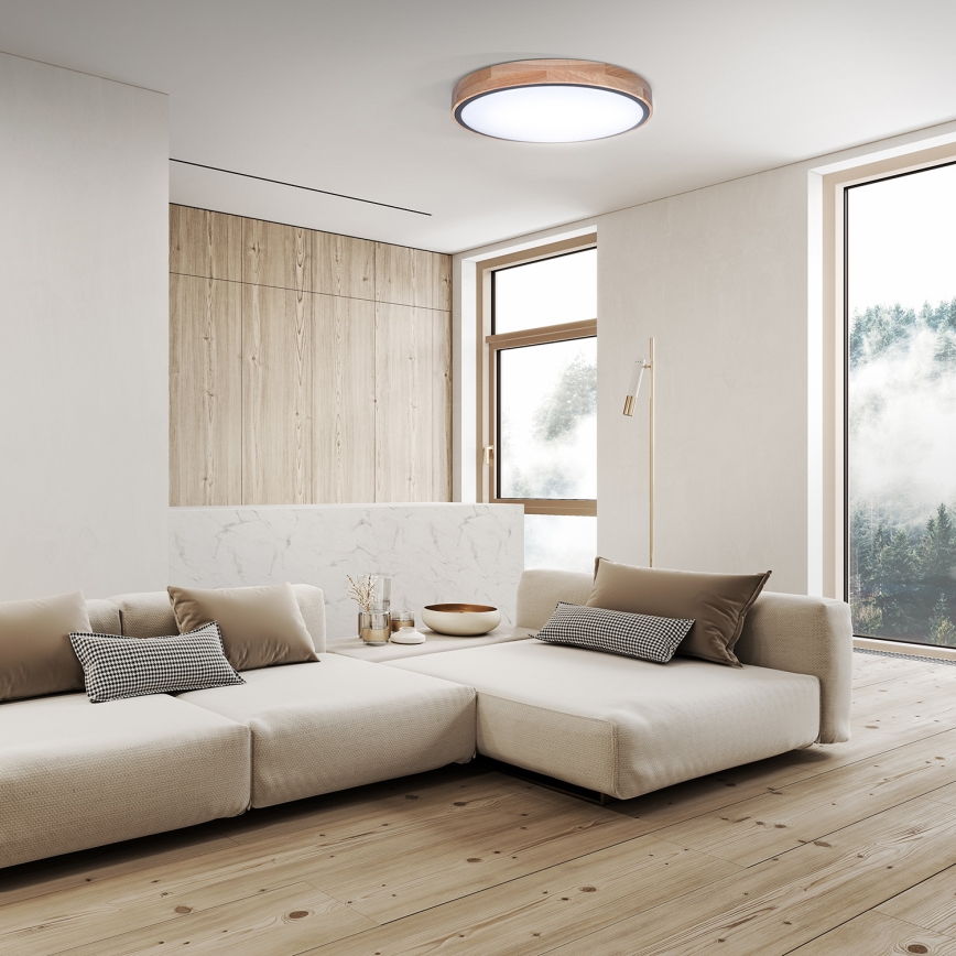 LED Aptumšojama griestu lampa IRON OAK LED/60W/230V 3000-6500K ozols d. 51 cm + tālvadības pults