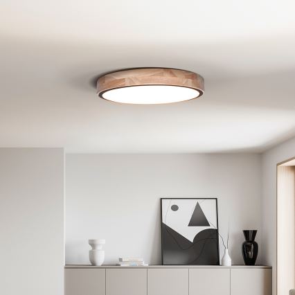 LED Aptumšojama griestu lampa IRON OAK LED/60W/230V 3000-6500K ozols d. 51 cm + tālvadības pults
