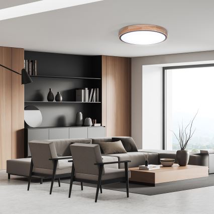 LED Aptumšojama griestu lampa IRON OAK LED/60W/230V 3000-6500K ozols d. 51 cm + tālvadības pults