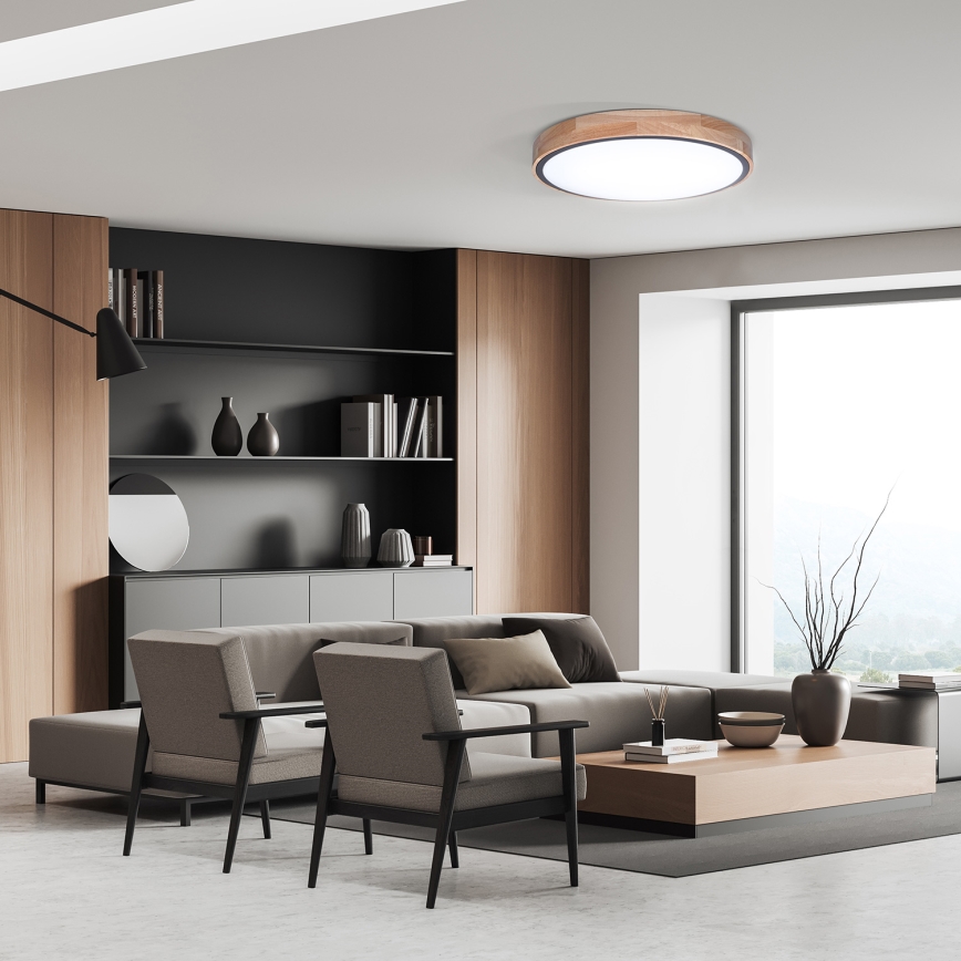 LED Aptumšojama griestu lampa IRON OAK LED/60W/230V 3000-6500K ozols d. 51 cm + tālvadības pults