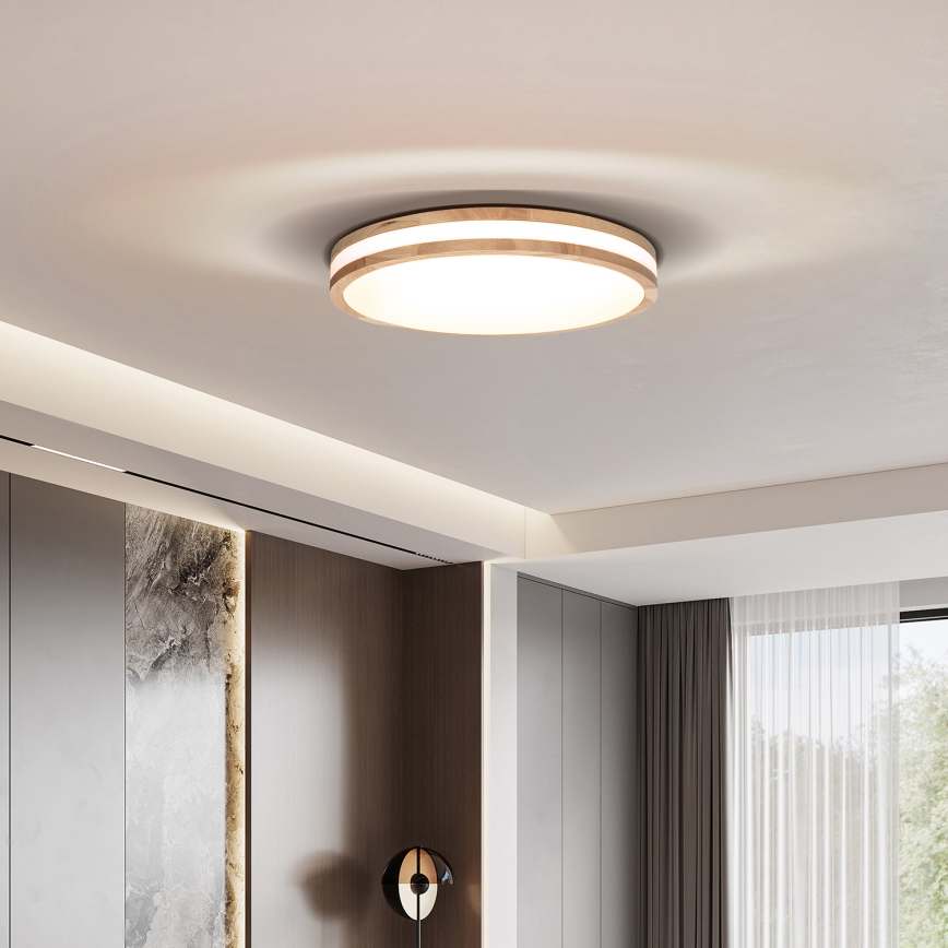 LED Aptumšojama griestu lampa WOODY LED/60W/230V 3000-6500K ozols d. 50 cm + tālvadības pults