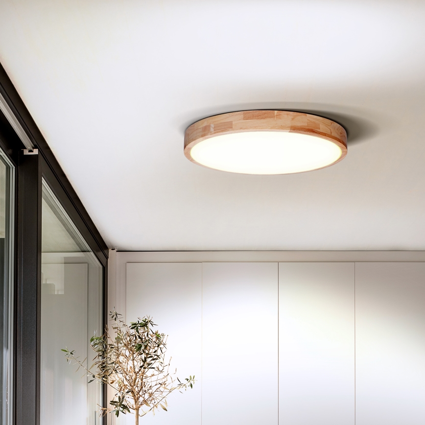 LED Aptumšojama griestu lampa SOLID OAK LED/60W/230V 3000-6500K ozols d. 51 cm + tālvadības pults