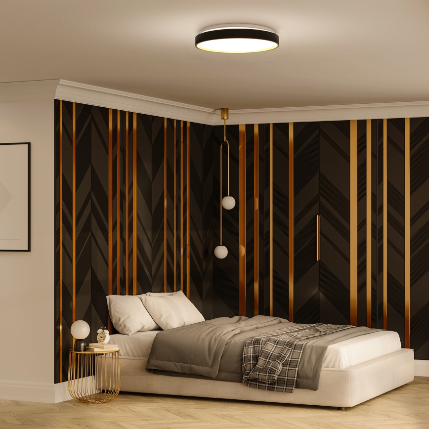 LED Aptumšojama griestu lampa CALA LED/48W/230V 3000-6500K melna/zelta + tālvadības pults