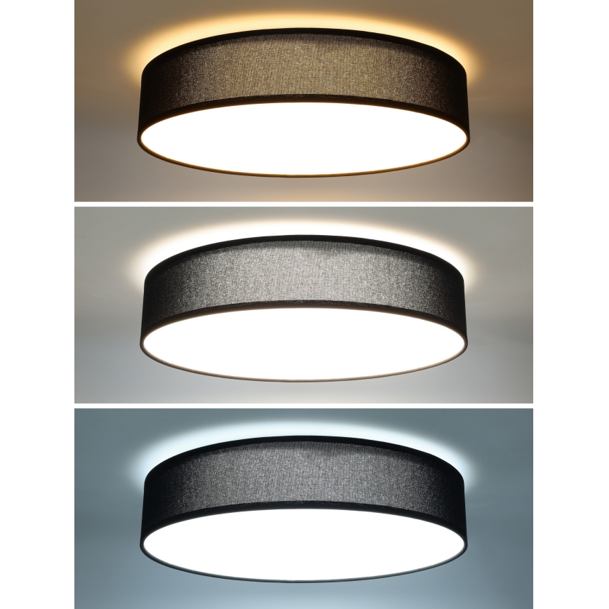LED Aptumšojama griestu lampa PENLEY LED/48W/230V 3000-6500K d. 40 cm melna + tālvadības pults